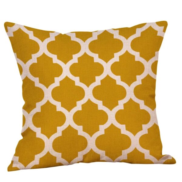 Housse de coussin nordique bande jaune et mosaïque Housse de coussin nordique bande jaune et mosaïque 3