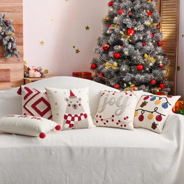 Housses de coussin joyeux Noel motif géométrique brodé 3