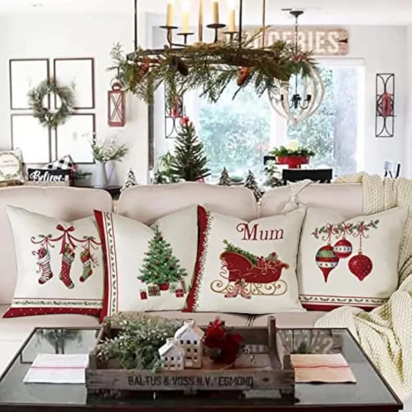 Housses de coussin sapin et décoration des fêtes de Noël 2