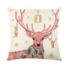 Housse de coussin Noël cerf joyeux sapin et lutin rose Housse de coussin Noël cerf joyeux sapin et lutin rose 11