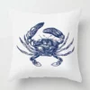 Housse de coussin marin crabe et crustacé bleu et blanc 8