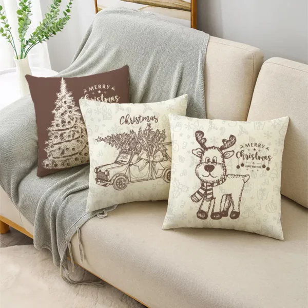 Housse de coussin plantes et décoration de Noël 4