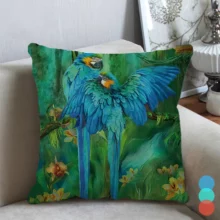 Housse de coussin nature tropicale réaliste perroquet perruche et toucan Housse de coussin nature tropicale réaliste perroquet perruche et toucan 1