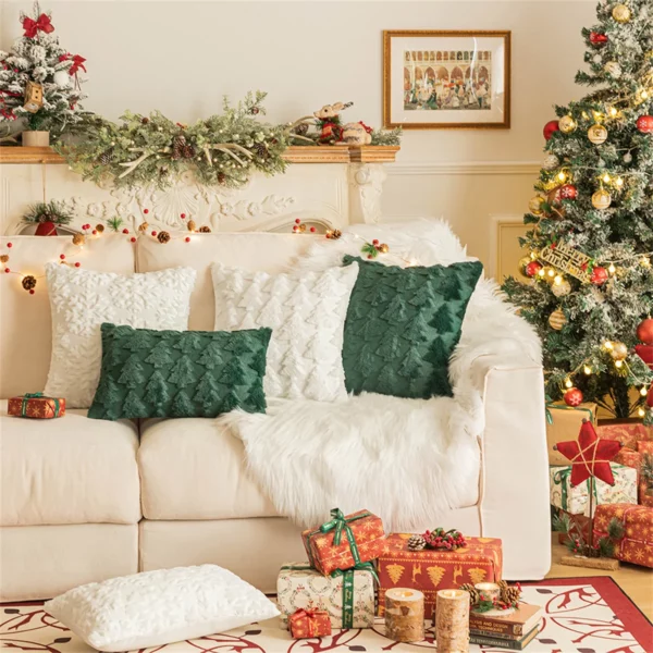 Housses de coussin Noel brodé sapin 3D Housses de coussin Noel brodé sapin 3D 3