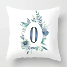 Housse de coussin texte lettre alphabet couronne de fleur Housse de coussin texte lettre alphabet couronne de fleur 4