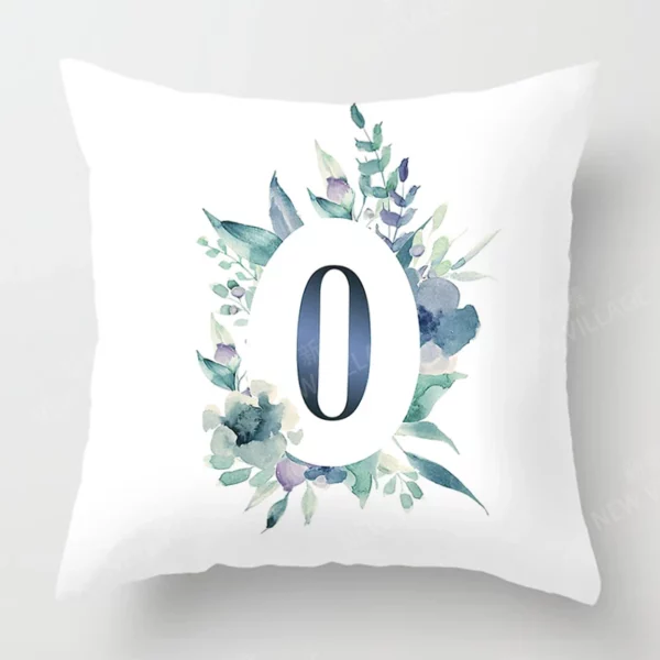 Housse de coussin texte lettre alphabet couronne de fleur Housse de coussin texte lettre alphabet couronne de fleur 4
