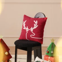Housse de coussin broderie de Noël cerf sapin et boule de neige Housse de coussin broderie de Noël cerf sapin et boule de neige 3