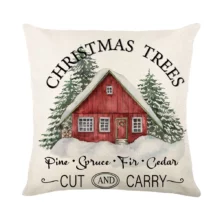 Housse de coussin Noel vintage sapin et neige de noel Housse de coussin Noel vintage sapin et neige de noel 3