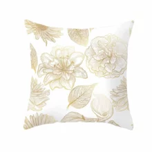 Housse de coussin nature feuille et plante doré Taie d'oreiller en polyester imprimé plante dorée, housse de coussin de canapé, décoration d'intérieur 12