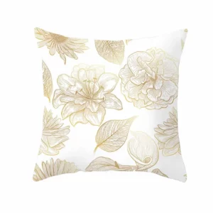 Taie d'oreiller en polyester imprimé plante dorée, housse de coussin de canapé, décoration d'intérieur 12