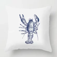 Housse de coussin marin crabe et crustacé bleu et blanc Housse de coussin marin crabe et crustacé bleu et blanc 6