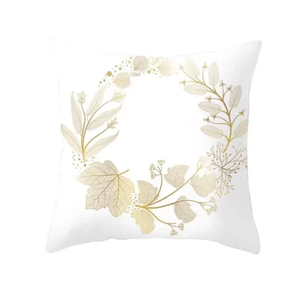 Housse de coussin nature feuille et plante doré Taie d'oreiller en polyester imprimé plante dorée, housse de coussin de canapé, décoration d'intérieur 2