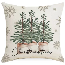 Housse de coussin Noël cerf et flocon beige 5
