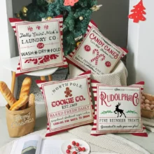 Housse de coussin noel cerf et sucre d’orge. Housse de coussin noel cerf et sucre d'orge. 1