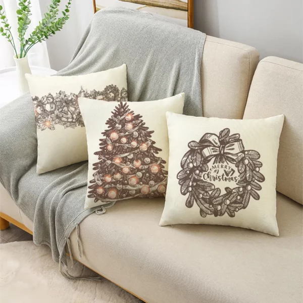 Housse de coussin plantes et décoration de Noël 3