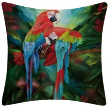 Housse de coussin nature tropicale réaliste perroquet perruche et toucan Housse de coussin nature tropicale réaliste perroquet perruche et toucan 5