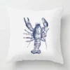 Housse de coussin marin crabe et crustacé bleu et blanc 12