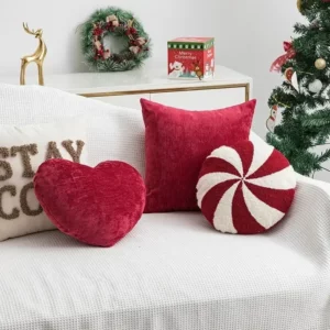 Coussin de decoration pour Noel en forme de coeur bonbon et sucre d'orge 1