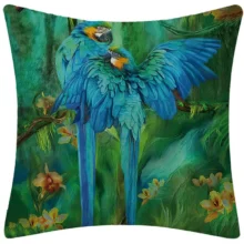 Housse de coussin nature tropicale réaliste perroquet perruche et toucan Housse de coussin nature tropicale réaliste perroquet perruche et toucan 4