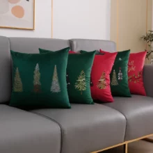 Housse de coussin velours aux couleurs de noel 2