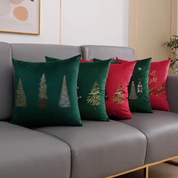 Housse de coussin velours aux couleurs de noel 2