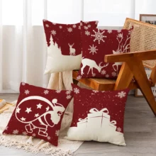 Housse de coussin Noël cerf de montagne et bonhomme de neige Housse de coussin Noël cerf de montagne et bonhomme de neige 2