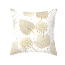 Housse de coussin nature feuille et plante doré Taie d'oreiller en polyester imprimé plante dorée, housse de coussin de canapé, décoration d'intérieur 5