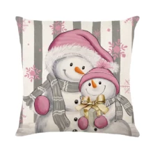 Housse de coussin Noël cerf joyeux sapin et lutin rose Housse de coussin Noël cerf joyeux sapin et lutin rose 2