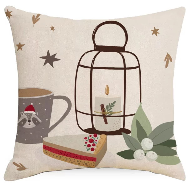 Housse de coussin Noël cerf et flocon beige 6