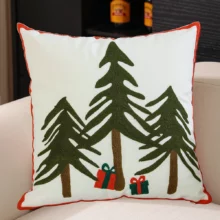 Housse de coussin broderie de Noël cerf sapin et boule de neige Housse de coussin broderie de Noël cerf sapin et boule de neige 4