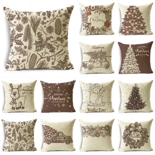 Housse de coussin plantes et décoration de Noël 1