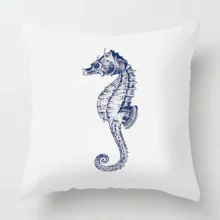 Housse de coussin marin crabe et crustacé bleu et blanc Housse de coussin marin crabe et crustacé bleu et blanc 5