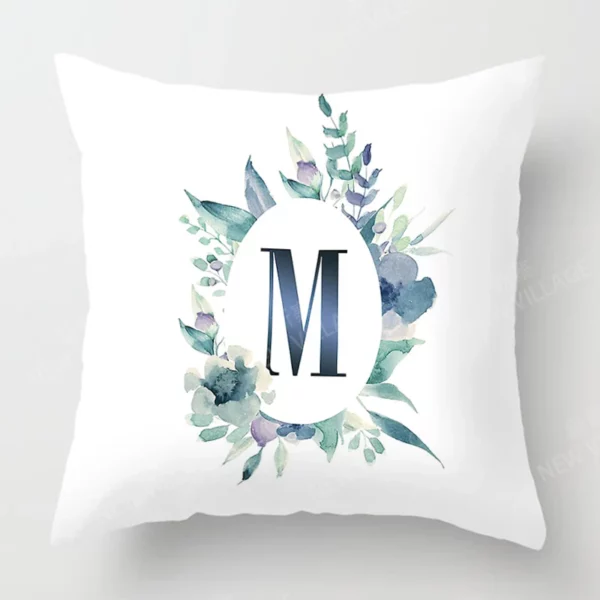 Housse de coussin texte lettre alphabet couronne de fleur Housse de coussin texte lettre alphabet couronne de fleur 22