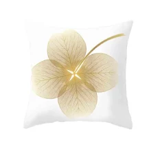 Housse de coussin nature feuille et plante doré Taie d'oreiller en polyester imprimé plante dorée, housse de coussin de canapé, décoration d'intérieur 3