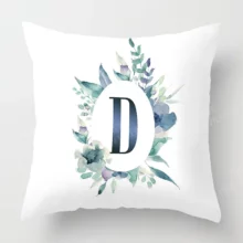 Housse de coussin texte lettre alphabet couronne de fleur Housse de coussin texte lettre alphabet couronne de fleur 3