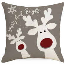 Housse de coussin Noël cerf et flocon beige 3