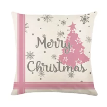 Housse de coussin Noël cerf joyeux sapin et lutin rose Housse de coussin Noël cerf joyeux sapin et lutin rose 3