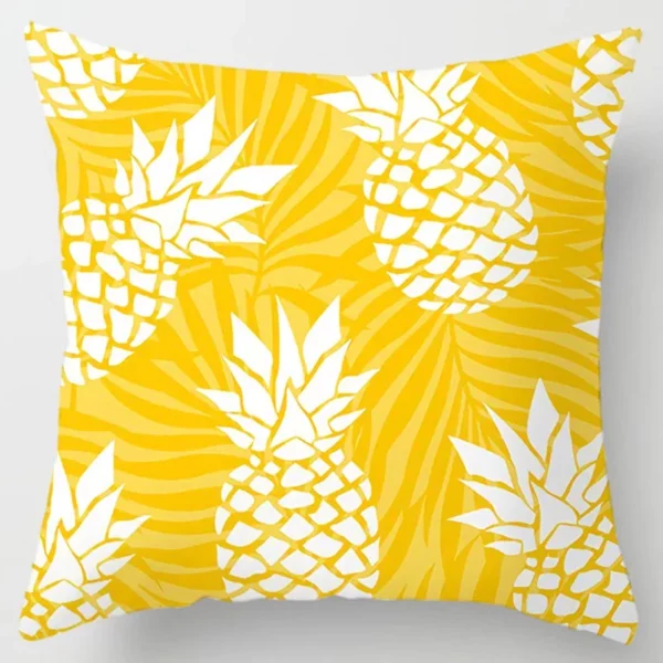 Housse de coussin jaune nature tropicale et fleurs des champs 17