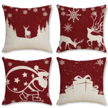 Housse de coussin Noël cerf de montagne et bonhomme de neige Housse de coussin Noël cerf de montagne et bonhomme de neige 1