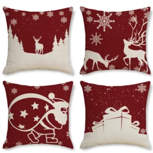 Housse de coussin Noël cerf de montagne et bonhomme de neige Housse de coussin Noël cerf de montagne et bonhomme de neige 1