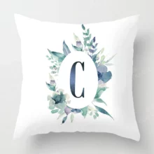 Housse de coussin texte lettre alphabet couronne de fleur Housse de coussin texte lettre alphabet couronne de fleur 5