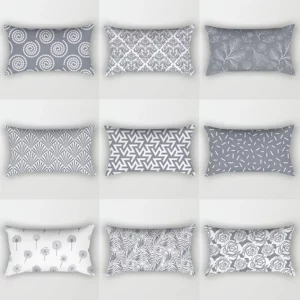 Housse de coussin scandinave géométrique gris 30x50cm Housse de coussin scandinave géométrique gris 30x50cm 1