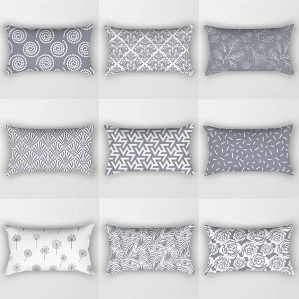 Housse de coussin scandinave géométrique gris 30x50cm 1