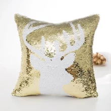 Housse de coussin motifs de noël et paillette doré 40x40cm Housse de coussin motifs de noël et paillette doré 40x40cm 7