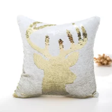Housse de coussin motifs de noël et paillette doré 40x40cm 3