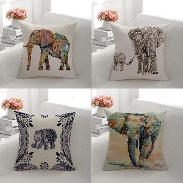 Housse de coussin animaux éléphant d’Afrique Housse de coussin animaux éléphant d'Afrique 1