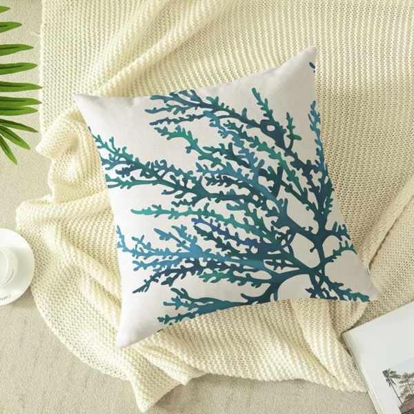Housse de coussin Corail bleu Housse de coussin Corail bleu 2