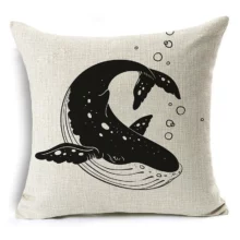 Housse de coussin animaux noir et blanc baleine de l’espace Housse de coussin animaux noir et blanc baleine de l'espace 19