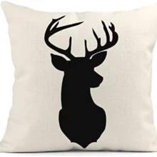 Housse de coussin scandinave cerf noir sur fond blanc Housse de coussin scandinave cerf noir sur fond blanc 3