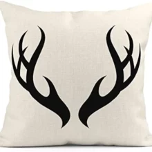 Housse de coussin scandinave cerf noir sur fond blanc Housse de coussin scandinave cerf noir sur fond blanc 5